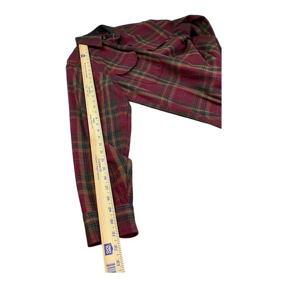 Woolrich Wool Blend Flannel Shirt Mens LARGE Yellow Red Plaid USA Pockets Button - Picture 7 of 8